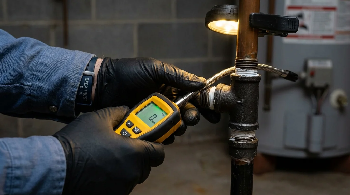 Gas leak detection with electronic sniffer by Johns Plumbing LLC in Seattle